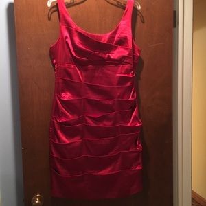 Short red satin cocktail dress. Only worn once!